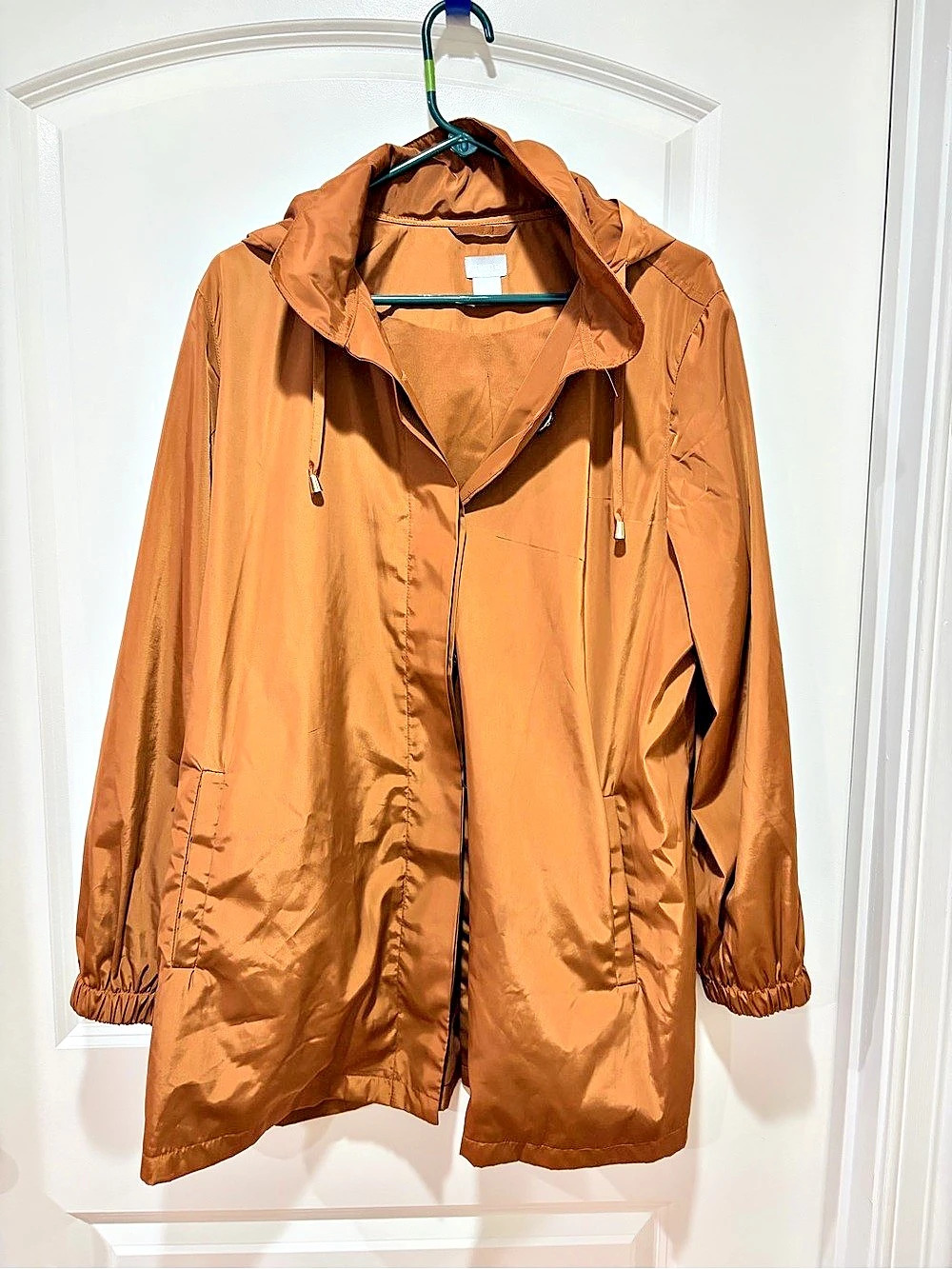 Chico'Small Hooded Lightweight Rain Jacket in Brown Size XL 2